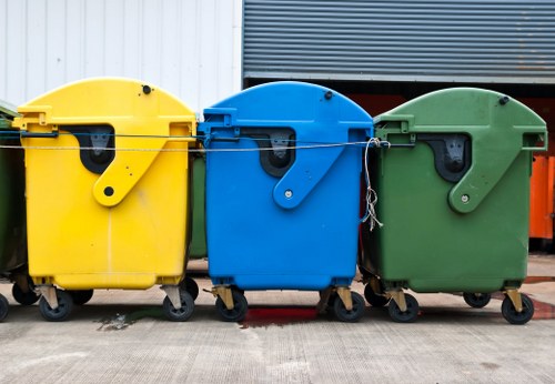 Deptford recycling crew with bins at a street collection point