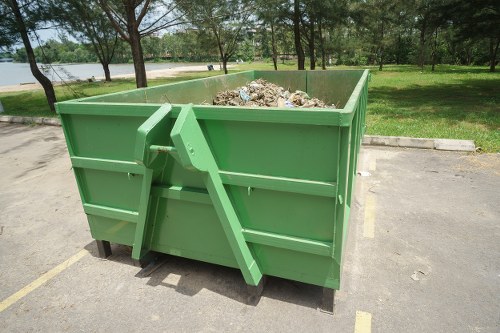 Business bin area showing separated food, glass and paper recycling